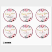Sticker Rond Elégante aquarelle Mariage de Merci de script Flor (Feuille)