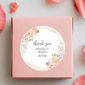 Sticker Rond Elégante aquarelle Merci mariage de feuilles verte