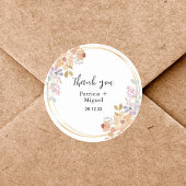 Sticker Rond Elégante aquarelle Merci mariage de feuilles verte