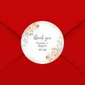 Sticker Rond Elégante aquarelle Merci mariage de feuilles verte