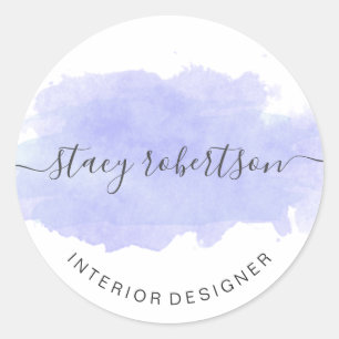 Sticker Rond Elégante aquarelle moderne violet