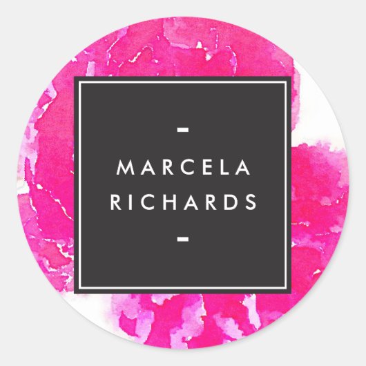 Sticker Rond Elégante aquarelle Peonies roses (Devant)