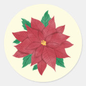 Sticker Rond Elégante aquarelle Poinsettia Mariage d'hiver (Devant)