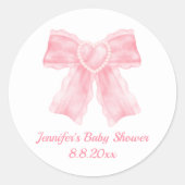 Sticker Rond élégante aquarelle rose arc fille baby shower mign (Devant)