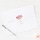 Sticker Rond Elégante aquarelle rose Hydrangée Mariage floral (Enveloppe)