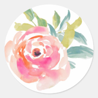 Sticker Rond Elégante aquarelle rose rose florale