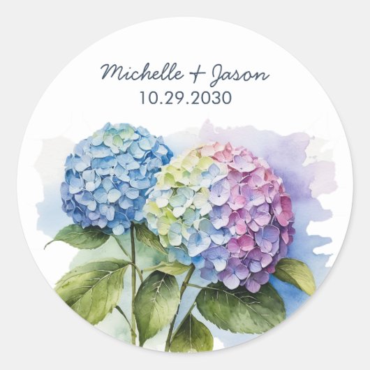 Sticker Rond Elégante aquarelle tendance Hydrangea Floral Maria (Devant)