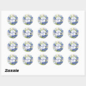Sticker Rond Elégante aquarelle Tulipe Mariage de couronne bleu (Feuille)