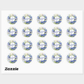 Sticker Rond Elégante aquarelle Tulipe Mariage de couronne bleu (Feuille)