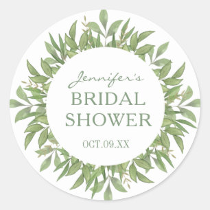 Sticker Rond Elégante aquarelle verdure douche nuptiale