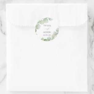 Sticker Rond Elégante aquarelle Verdure Enveloppe sceaux