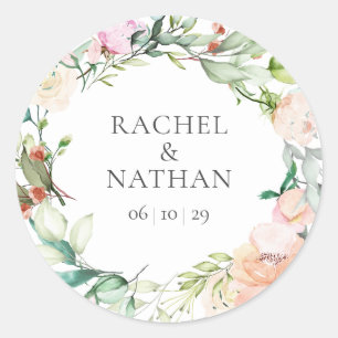 Sticker Rond Elégante aquarelle verdure Mariage floral Favorise