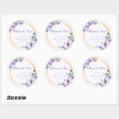 Sticker Rond Elégante aquarelle violet Mariage Merci (Feuille)