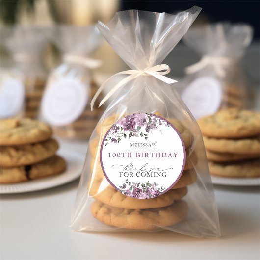 Sticker Rond Elégante aquarelle violet Roses n'importe quel âge