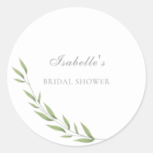 Sticker Rond Élégante Baby Shower de Branche d'Olivier