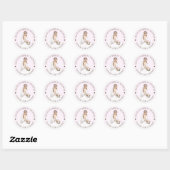 Sticker Rond Élégante Baby Shower de la mariée à venir Rose Ten (Feuille)