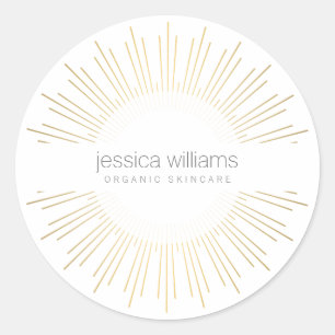 Sticker Rond Elégante Beauté Gold Sunburst