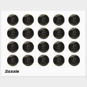 Sticker Rond Elégante Black Gold Agate 25e fête d'anniversaire (Feuille)