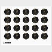 Sticker Rond Elégante Black Gold Agate 40e fête d'anniversaire (Feuille)