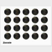 Sticker Rond Elégante Black Gold Agate 75e fête d'anniversaire (Feuille)