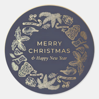 Sticker Rond Élégante botanique aquarelle de Noël