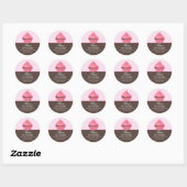 Sticker Rond Élégante boulangerie Cupcake Rose (Feuille)