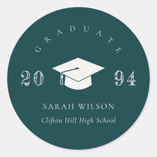 Sticker Rond Élégante Bouteille verte Minimale Graduation simpl (Devant)