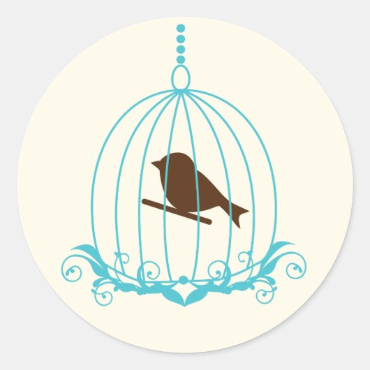 Sticker Rond Élégante cage à oiseaux (Devant)