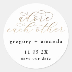 Sticker Rond Élégante calligraphie à huile d'or blanc