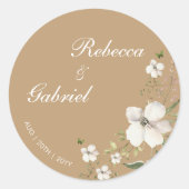 Sticker Rond Élégante calligraphie aquarelle Mariage floral (Devant)