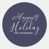 Sticker Rond Élégante calligraphie Bleu Noël de Noël (Devant)