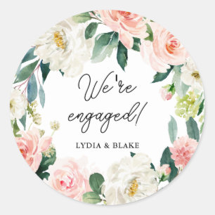 Sticker Rond Élégante calligraphie Blush Floral Nous sommes eng