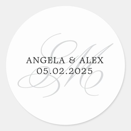 Sticker Rond Élégante calligraphie classique M Monogramme Maria (Devant)