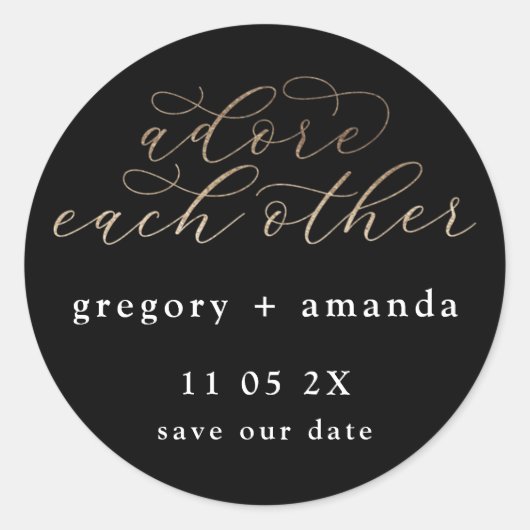 Sticker Rond Élégante calligraphie de l'huile d'or noir (Devant)