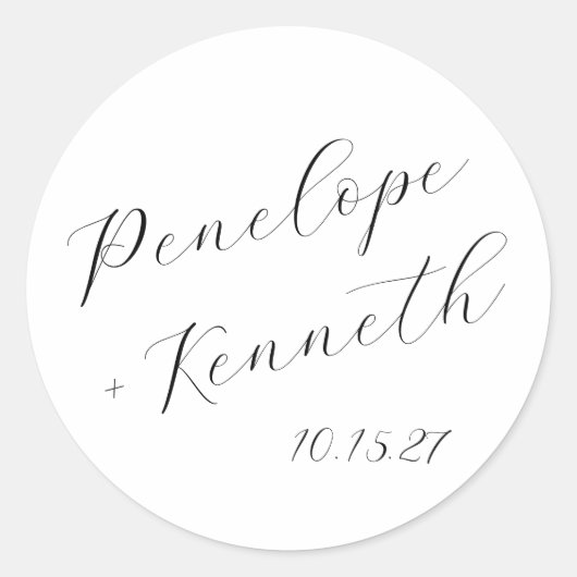 Sticker Rond Élégante calligraphie de script Mariage blanc pers (Devant)