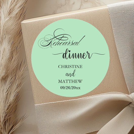 Sticker Rond Élégante calligraphie Lumière Dîner de répétition 