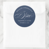 Sticker Rond Élégante calligraphie Mariage bleu marine (Sac)