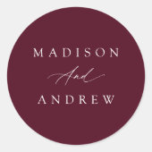 Sticker Rond Élégante calligraphie Mariage Bourgogne (Devant)
