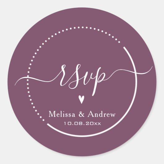 Sticker Rond Élégante calligraphie - Mariage Bourgogne RSVP (Devant)