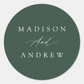 Sticker Rond Élégante calligraphie Mariage vert (Devant)