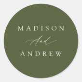 Sticker Rond Élégante calligraphie Mariage vert olive (Devant)