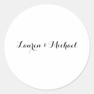 Sticker Rond Élégante calligraphie minimaliste mariage noir bla