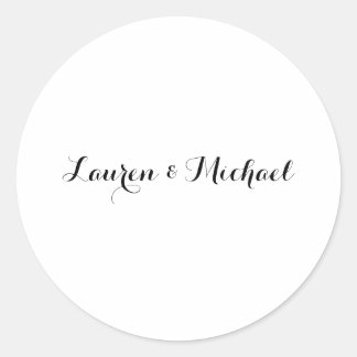 Sticker Rond Élégante calligraphie minimaliste mariage noir bla