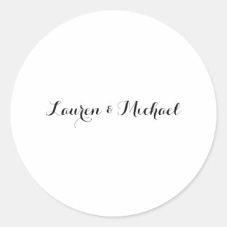 Sticker Rond Élégante calligraphie minimaliste mariage noir bla