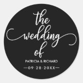 Sticker Rond Élégante Calligraphie Moderne Le Mariage De Noir (Devant)