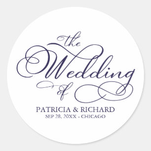 Sticker Rond Élégante calligraphie moderne Mariage classique ro