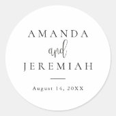 Sticker Rond Élégante calligraphie moderne Mariage noir et blan (Devant)