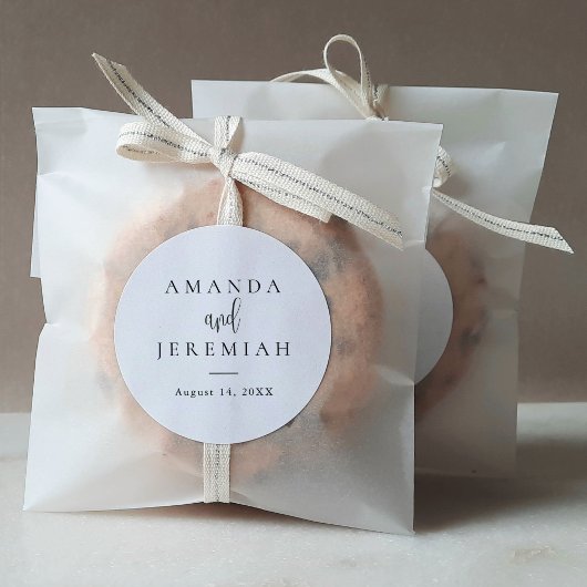 Sticker Rond Élégante calligraphie moderne Mariage noir et blan