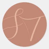 Sticker Rond Élégante calligraphie Monogramme Script Terracotta (Devant)