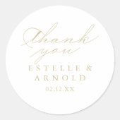 Sticker Rond Élégante calligraphie Or Merci mariage Faveur (Devant)